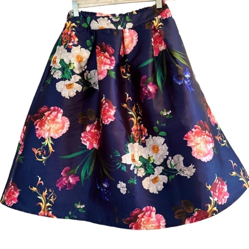 Lara Fashion satin floral skirt